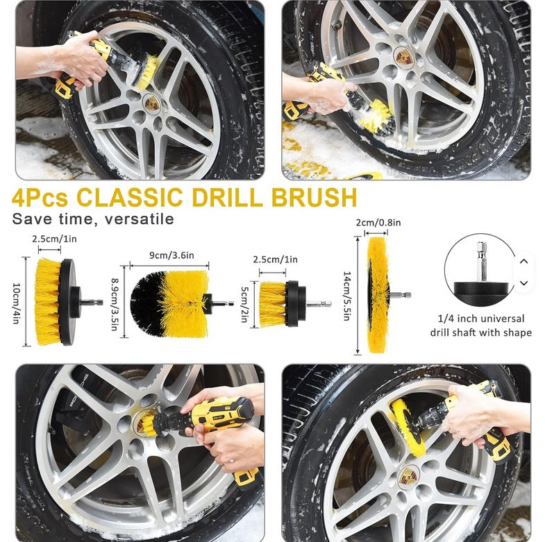 22-Piece Car Wheel & Detailing Brush Kit – Complete Rim, Tire & Interior Cleaning Set