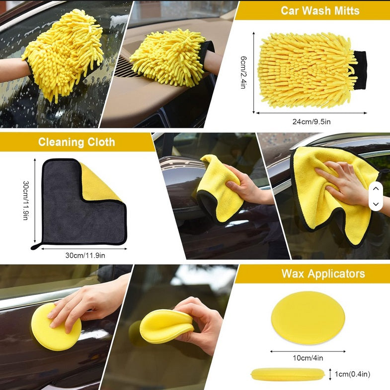 22-Piece Car Wheel & Detailing Brush Kit – Complete Rim, Tire & Interior Cleaning Set